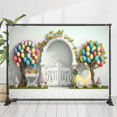 Lofaris Floral Balloon Tree White Door 1st Birthday Backdrop